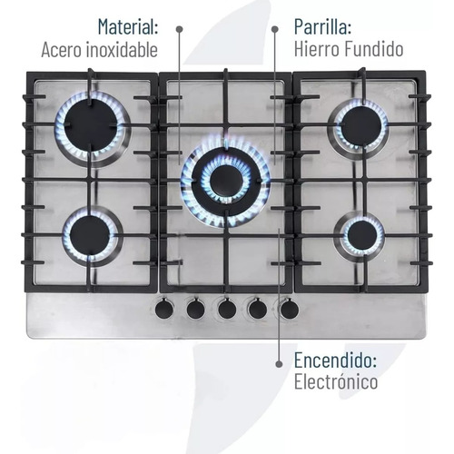 Encimera A Gas New Line Nl5h0067 Plateada 0067 110/220v