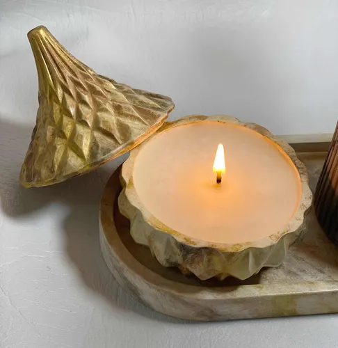 Set Vela Soja Cuenco Caramelera Y Columna Griega - Coco/lima