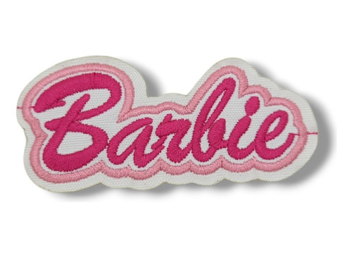 Barbie Parche Bordado Aplique Termoadhesivo 8cm Borde Blanco