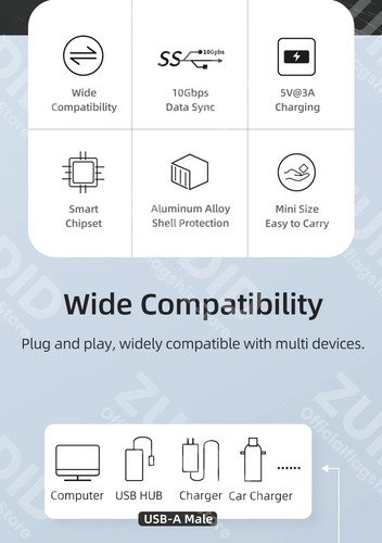Adaptador Extension Usb A Hembra - Usb C Hembra 3.1 10gbps