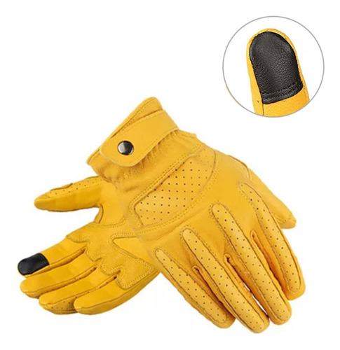 Guantes De Cuero Para Moto, Pantalla Táctil