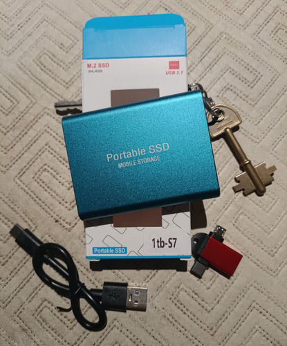 Memoria Portatil Ssd Disco Externo Azul 256 Gb Envio Incluid Azul