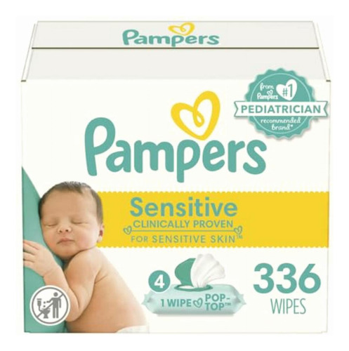 Pampers Baby Wipes Sensitive 6x Pop-top Packs, 336 Count