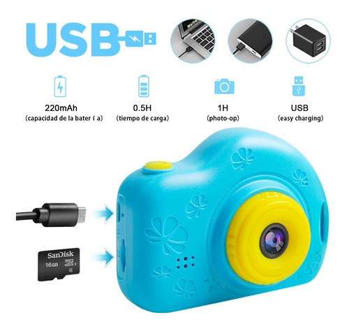 Cámara Para Niños, Azul Cámara De Video Digital Para Niños