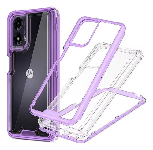 Funda Para Motorola Uso Rudo 3 En 1 Grado Militar Antigolpes Lila Moto G55