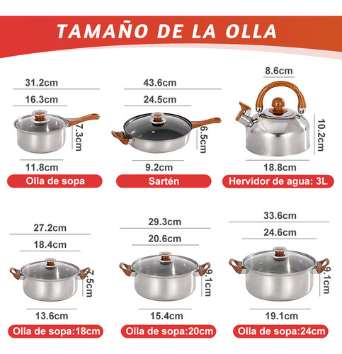 29 Pzs bateria de cocina con set de utensilios cocina Juego De Ollas Y Sarten