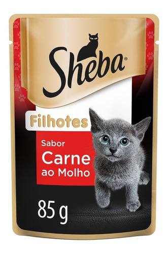 Ração Úmida Gatos Filhotes Carne Ao Molho Sachê 85g Sheba