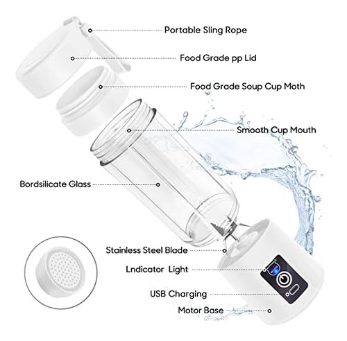 Licuadora Portátil, Mini Licuadora Personal De Jugo, Vaso Ex