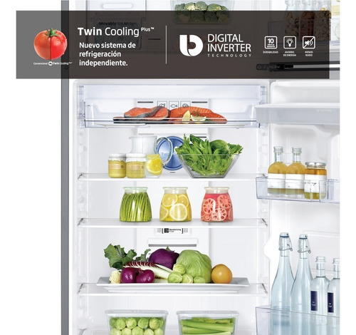 Imagen 6 de 7 de Heladera Freezer Superior Samsung No Frost 382 L Rt38k5932sl Color Inox