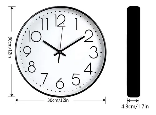 Reloj de pared adhesivo Contemporary (Negro, 34 x 24 cm)