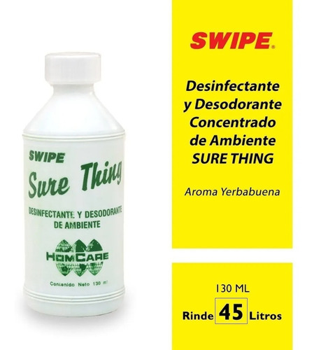 Desinfectante Desodorante Concentrado Sure Thing Swipe Yerba