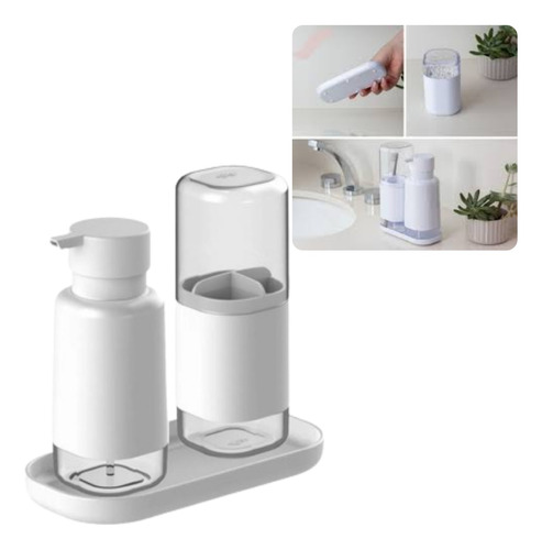 Kit 3 Peças Banheiro Moderno Dispenser Sabonete Translúcido 