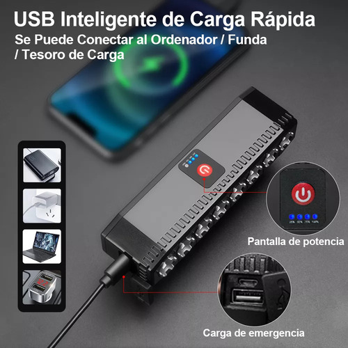 Liefine® Luz Para Bicicleta 6000 Lúmenes Impermeable 8led Recargable 6 Modos, Lampara Bicicleta Luces De Bicicleta Accesorios Con Luz Trasera Y Reflejante Sticker Rines, Luz Bicicleta De Control Doble