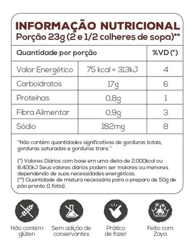 Imagem 2 de 6 de O Pão Zaya Bread Mix - Mistura Pão De Forma Sem Glúten 335g