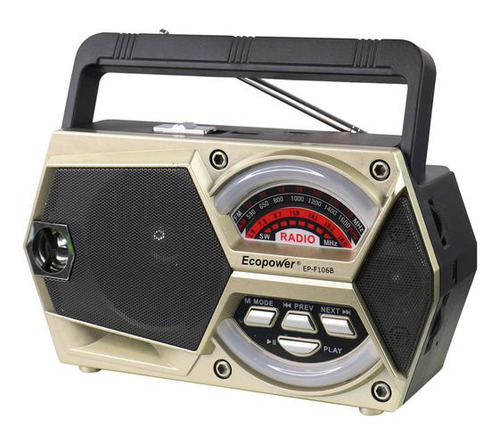 Radio Portátil Ecopower Ep-f106b Usb/ Sd/ Aux - Am/ Fm/ Sw 110V/220V