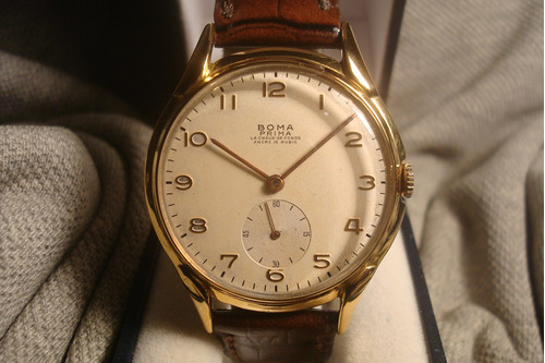 Bellisimo Reloj Boma Prima Antiguo Oro Plaque 18k Unico Joya