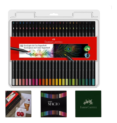 Kit Lapis Desenho 50 Cores Faber Castell Supersoft