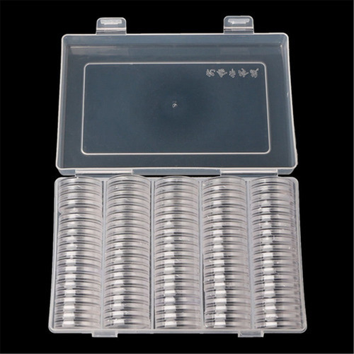 A 100 Cápsulas Portamonedas 27 Mm Caja Redonda