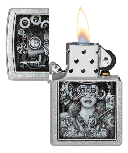 Encendedor Zippo Cromado Diseño Steampunk