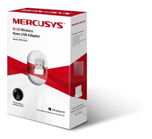 Imagen 2 de 8 de Placa De Red Wifi Mercusys Mw150us Usb Nano 150mbps