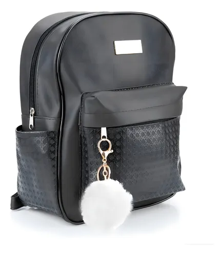 Mochila Feminina Pequena Urbana Gazzone's Beauty Preta Com Chavei...