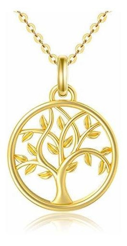 Collar - Solid 14k Gold Tree Of Life Necklace Family Tree Pe