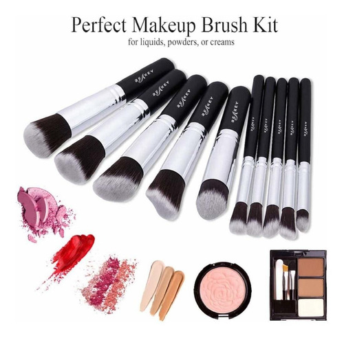 Set De Brochas De Maquillaje Beakey, Esponja Y Limpiador