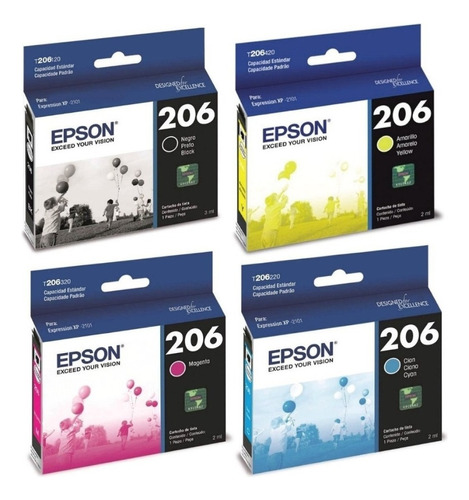 Combo X4 Cartuchos 206 T206 Originales Epson Xp-2101 Xp2101