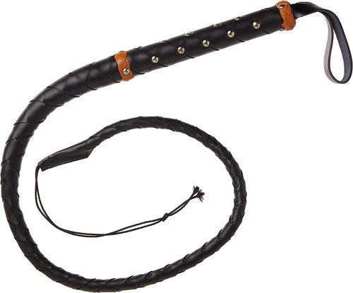 Szco Supplies Hand Made 3.25-feet Leather Whip, Black