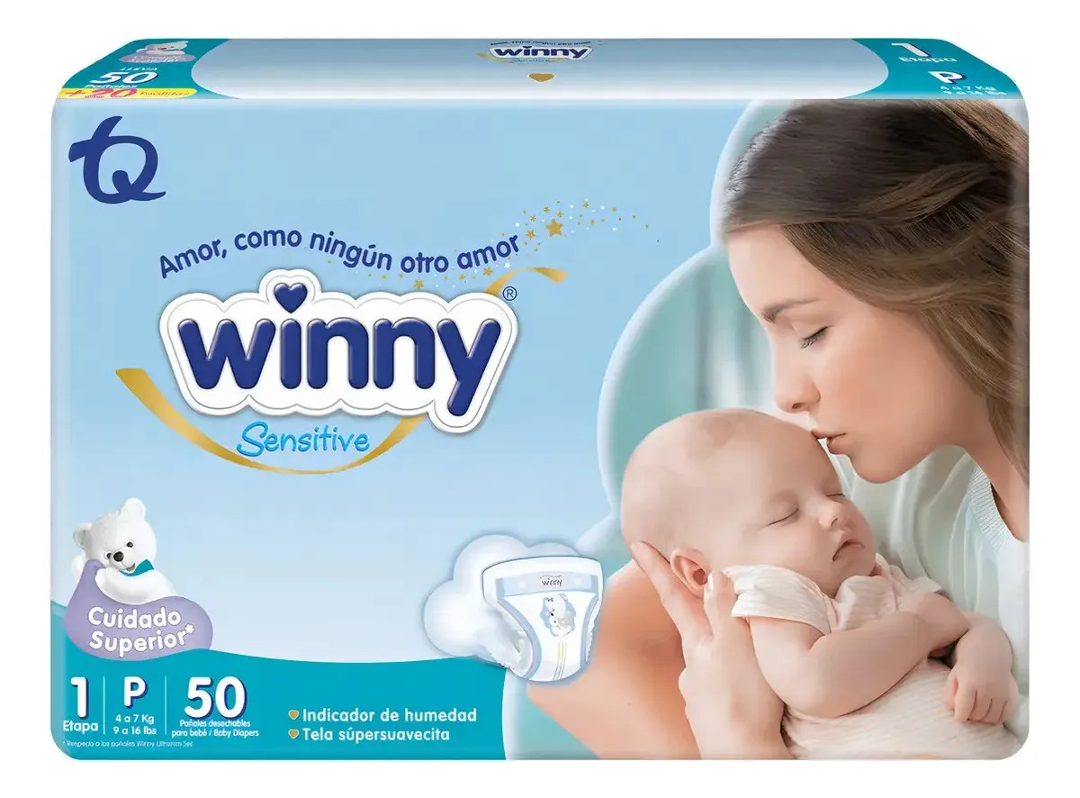 Pañales Winny Sensitive Etapa 1 x 50 Unidades