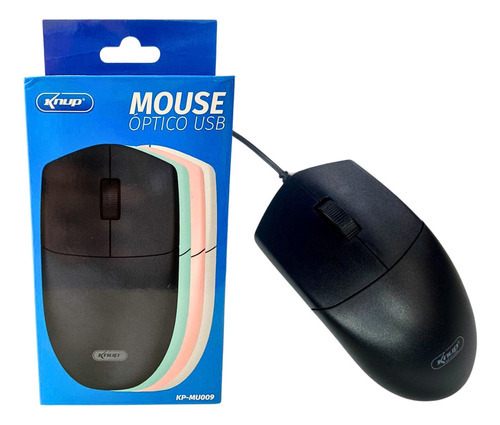 Mouse Usb Optico 3 Botões 1000dpi Kp-mu009 Knup 4 Cores Cor Preto