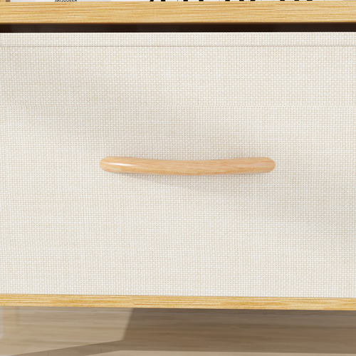 Cómoda De Madera Con Un Cajón Y Estante De Bambú Para Libros Color Café