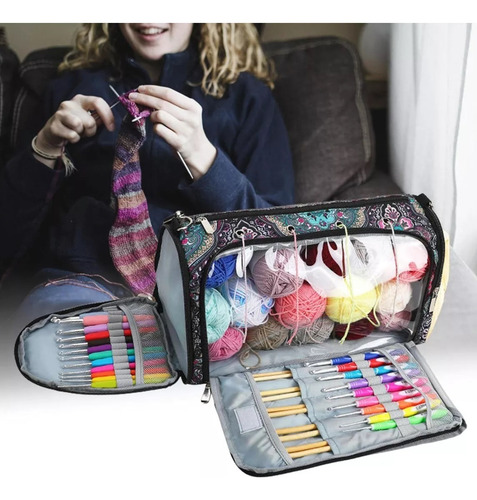 Bolso Organizado Almacenamiento Hilo/lana/crochet Para Tejer