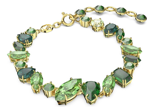 Pulsera Suave Swarovski Gema, Cristales Verdes, Cortes Mixto