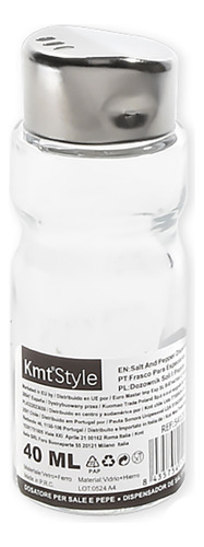 Salero / Pimentero De Vidrio Y Acero Inoxidable 40 Ml Color Transparente