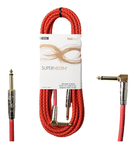 Cable Plug - Plug L 1/4 Kwc Super Neon 6 Metros Mallado