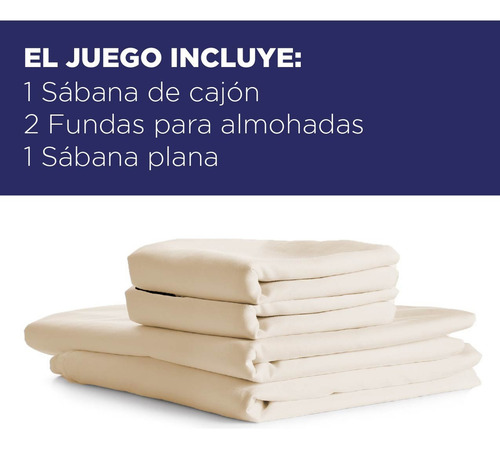 Juego De Sábanas 100% Algodón 300 Hilos Matrimonial - Hokins Color Beige Diseño de la tela Liso