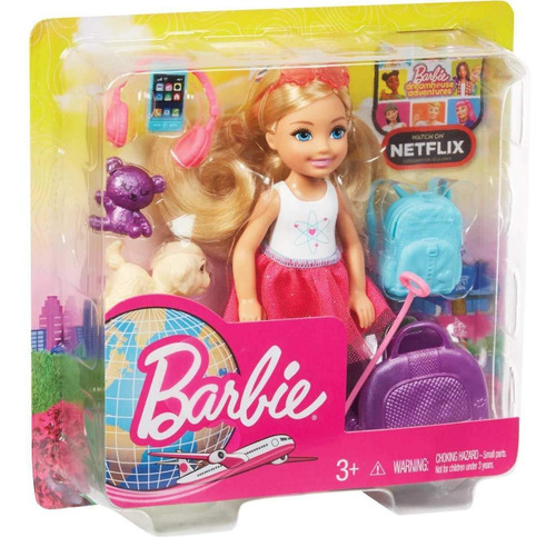 Muñeca turística Barbie Chelsea con perro - Mattel