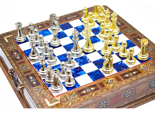 Juego De Ajedrez Hecho A Mano Con Cajón, Tablero De Ajedrez