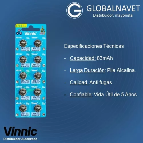 50 Pilas Boton Vinnic L1131f Lr54 Ag10 189 Lr1130 Alcalina