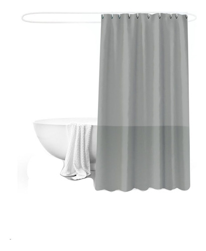 Cortina De Baño Gris Tela 180x180 Cms +12 Ganchos