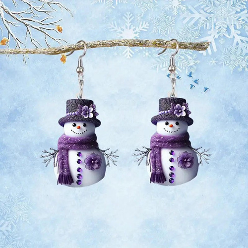 Pendientes De Muñeco De Nieve De Navidad Pendientes