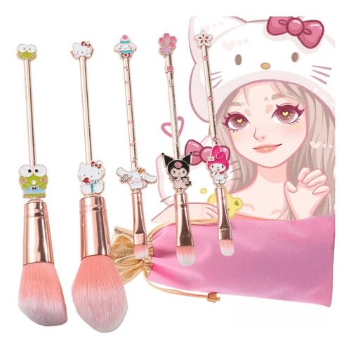 Miau! ~set 5pzs Brochas Maquillaje De Hello Kitty