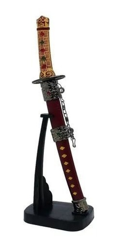 Mini Espada Decorativa Katana Com Bainha + Base - 24cm