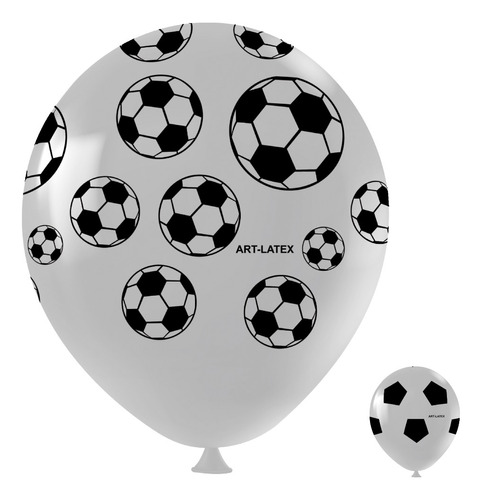 Balão Bexiga Temático 11  Futebol  25 Unidades  Art Latex Cor Futebol Branco C/ Preto