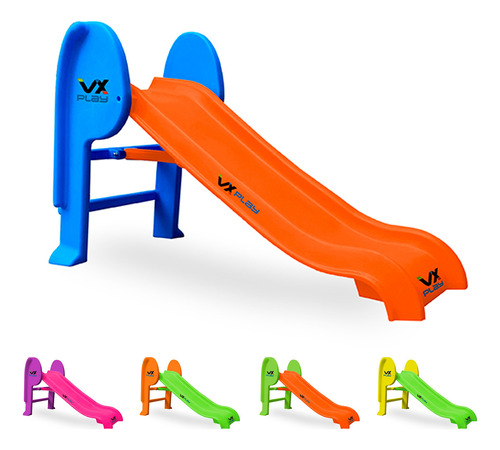 Tobogan Infantil Vxplay Plástico Plegable 2 Escalones Color Naranja-celeste