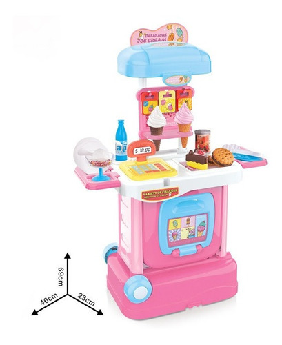 Imagen 2 de 3 de Heladeria Portátil/ Viajera + Accesorios 36 Pcs Para Niñas