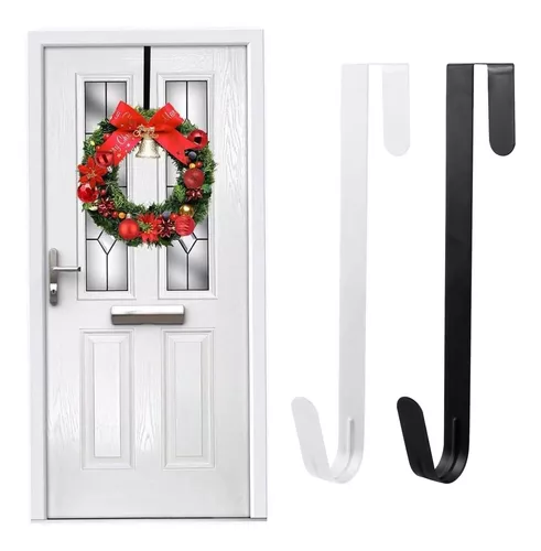 RN'D - Gancho para colgar coronas sobre la puerta, de metal fino, ganchos  de temporada para puerta delantera o trasera (blanco, 15 pulgadas)