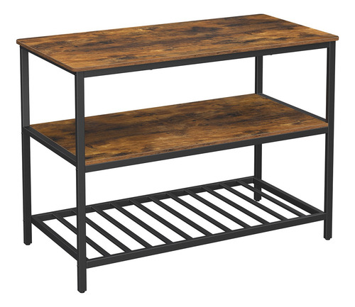 Vasagle KKI01BX isla de cocina de 3 niveles de marco de acero color marrón rústico y negro