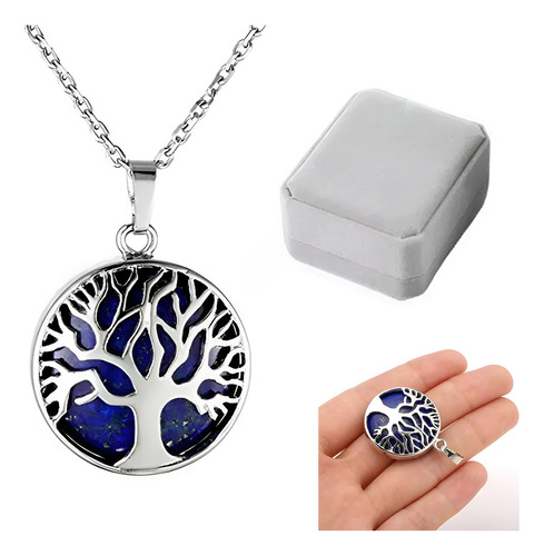 Collar Lapislázuli Arbol De La Vida Raices Cadena Plata 925